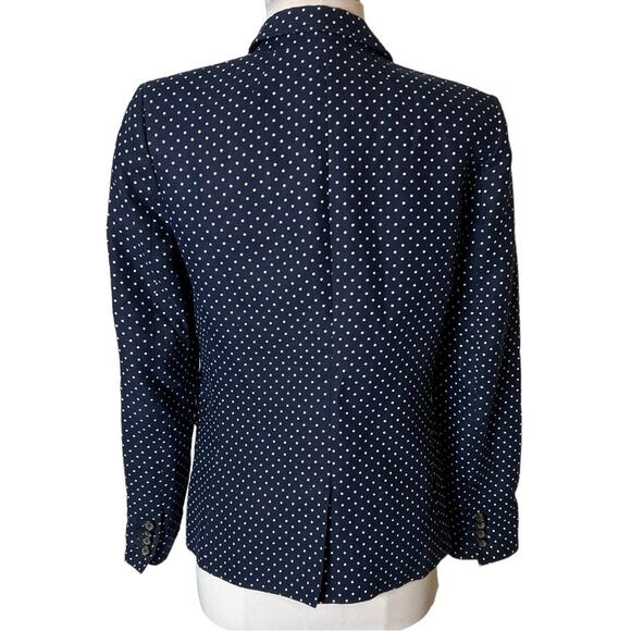 J. Crew regent blazer linen blue polka dot sz 2 - Picture 4 of 8